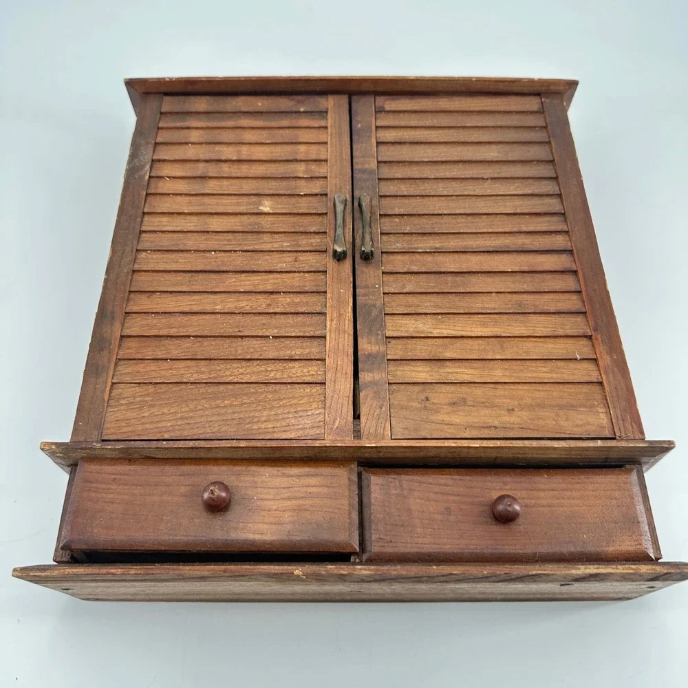 Vintage Wooden Spice Rack Cabinet with 12 Glass Jars Rooster Farmhouse Decor